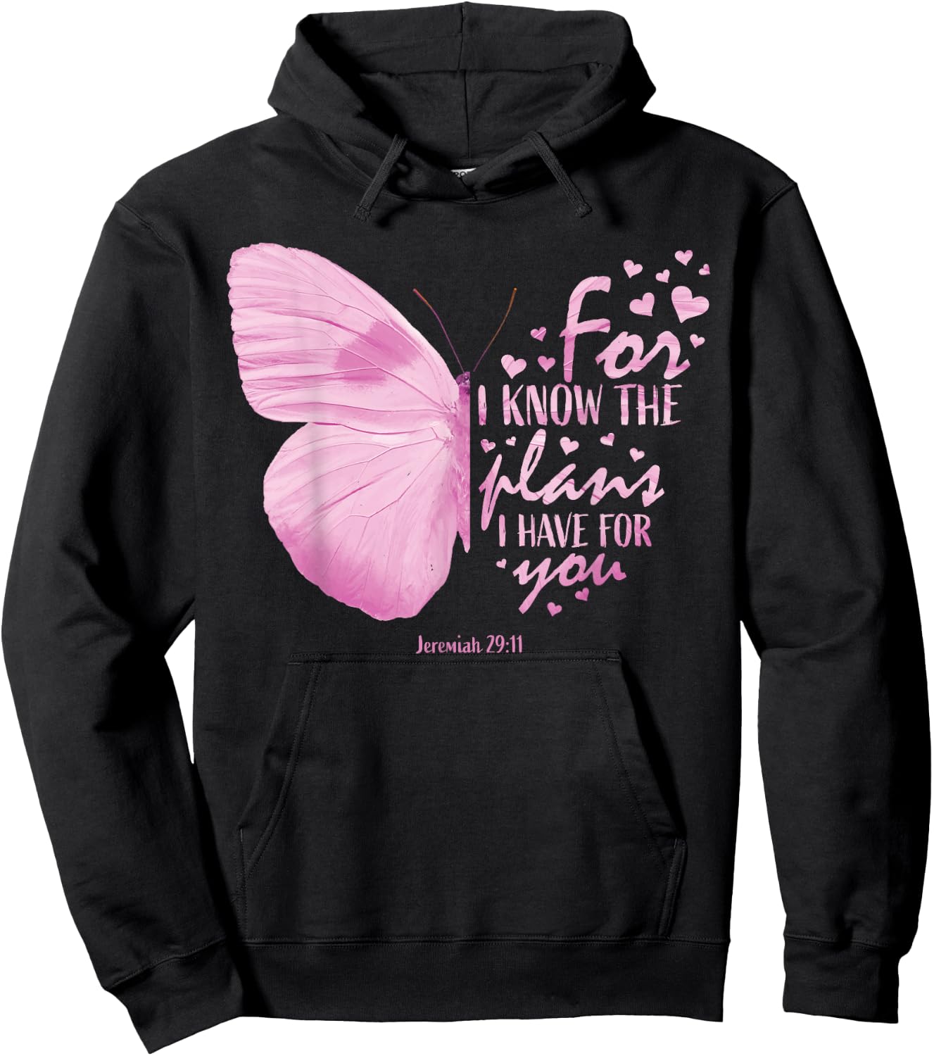 Religious Gifts Mom Women Christian Bible Verse Butterfly Hoodie - Hoodie | Black