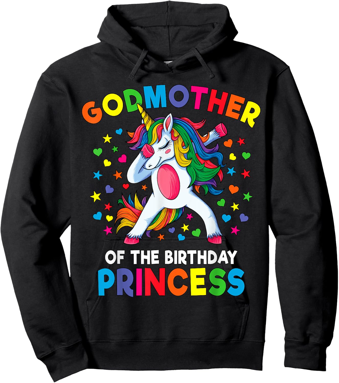 Godmother of the Birthday Princess Dabbing Unicorn Party Hoodie - Hoodie | Black