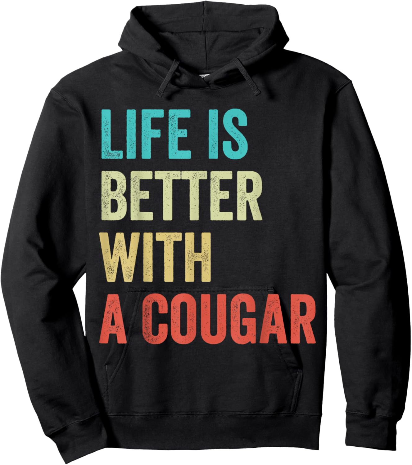 Life is Better with A Cougar Funny Cougar Husband Hoodie - Hoodie | Black