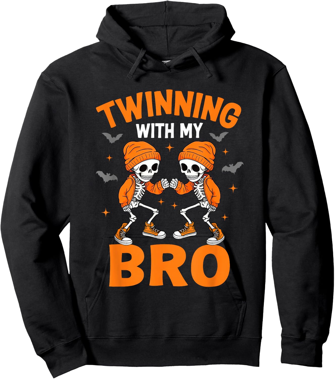 Twin Boys Twinning Halloween Best Friend Matching Skeleton Hoodie - Hoodie | Black
