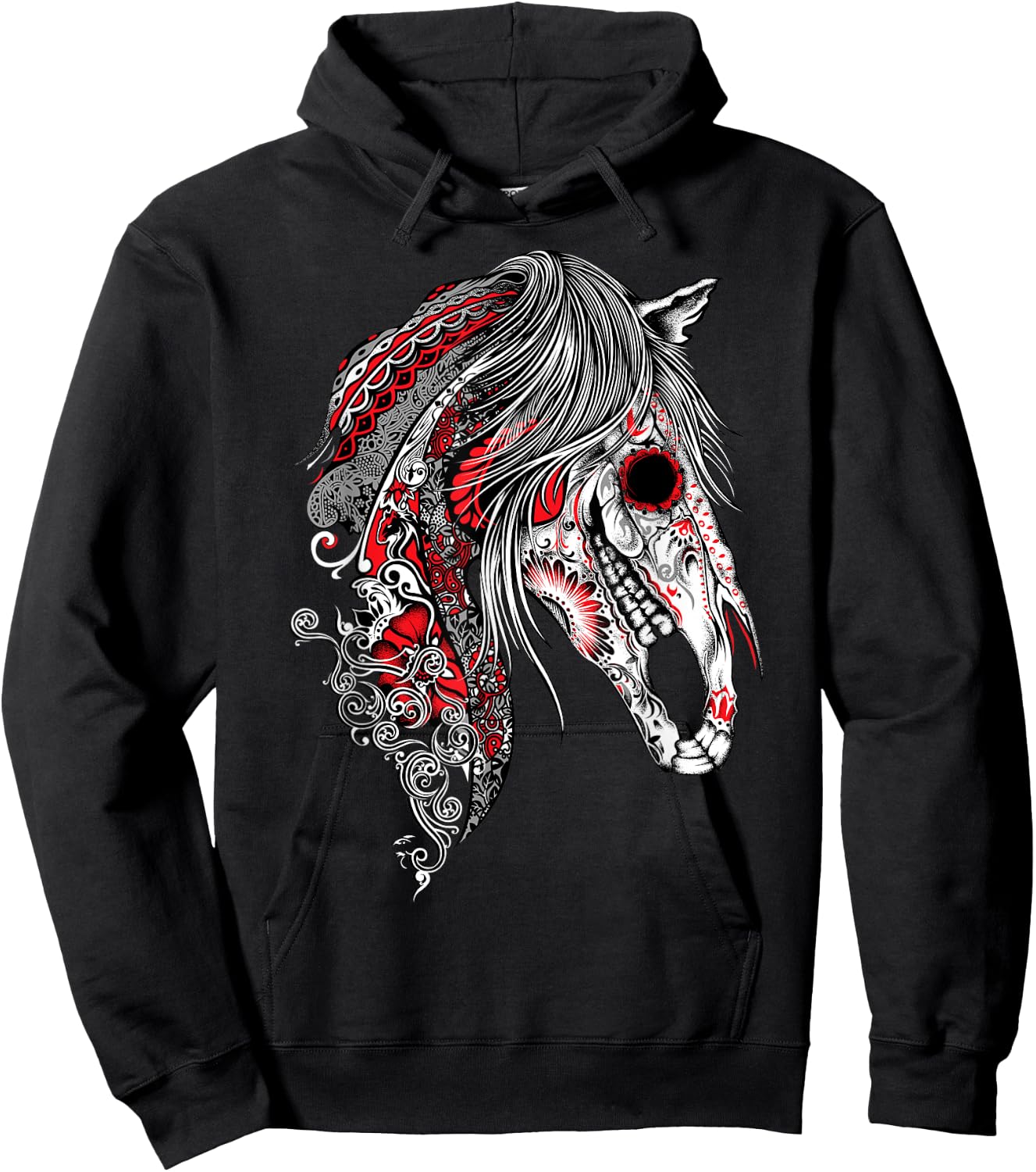 Cute Sugar Skull Horse Shirt, Day of the Dead Hoodie - Hoodie | Black