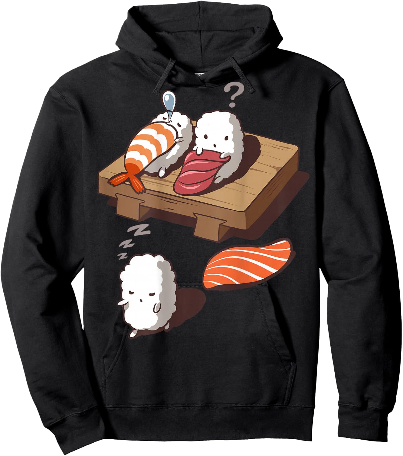 Cute and Funny Japanese Nigiri Sushi Sleepwalking Hoodie - Hoodie | Black