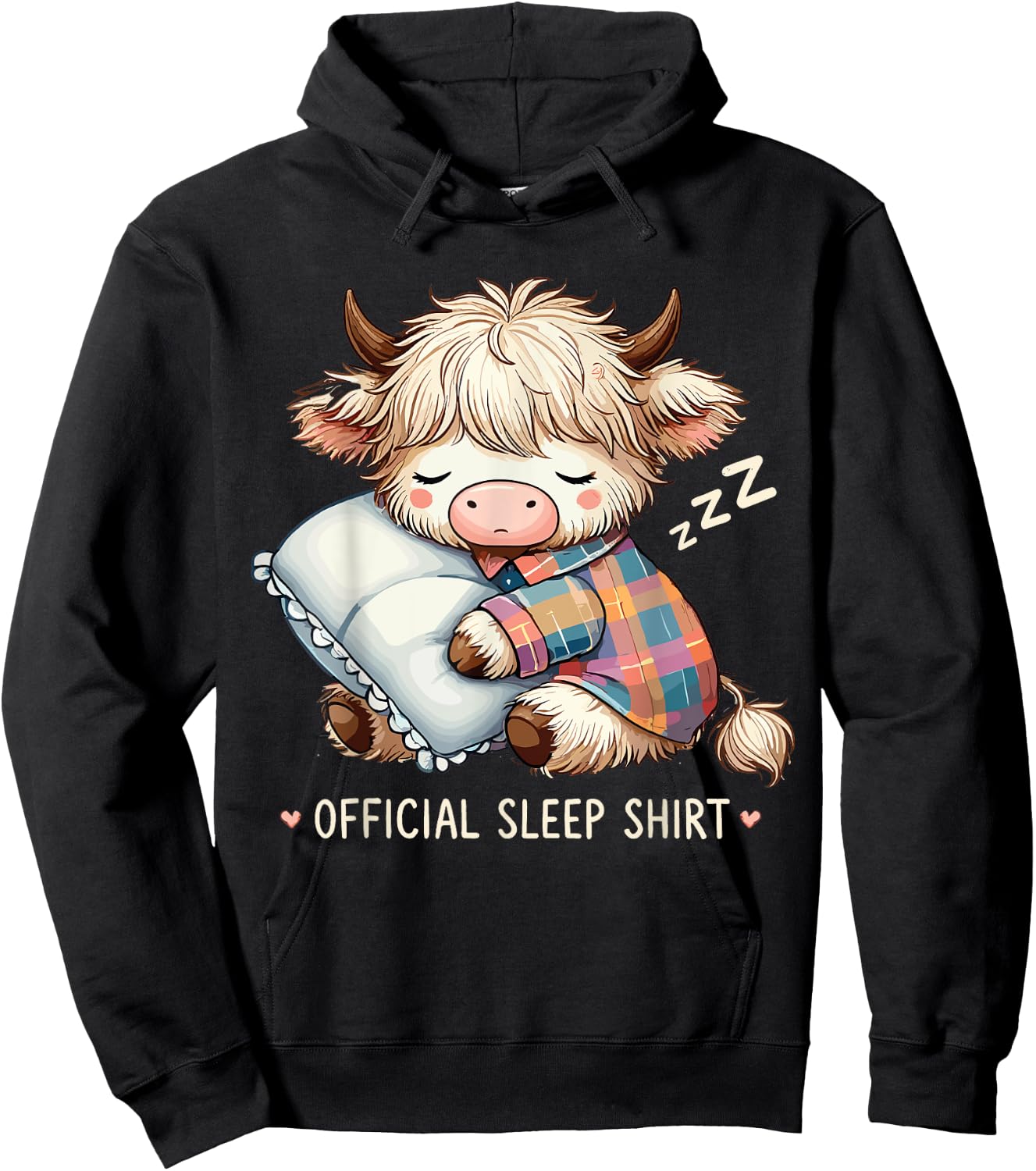 Highland_cow Official Sleepshirt Pajamas Nightgown Sleeping Hoodie - Hoodie | Black
