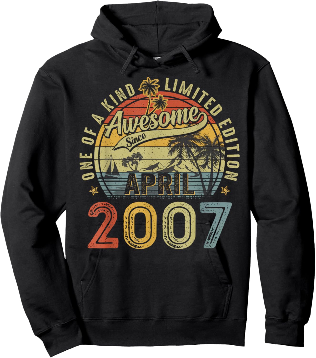 Awesome Since April 2007 Vintage Boys Girls 18th Birthday Hoodie - Hoodie | Black