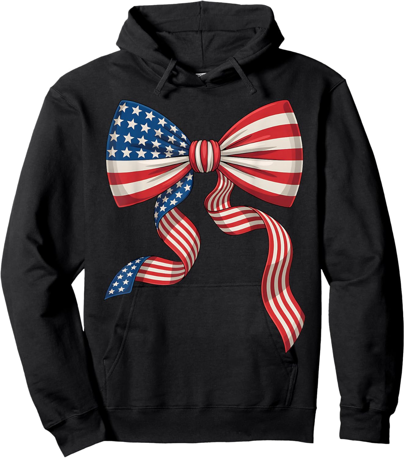 Patriotic Bow Tie American Flag Girls 4th of July Hoodie - Hoodie | Black
