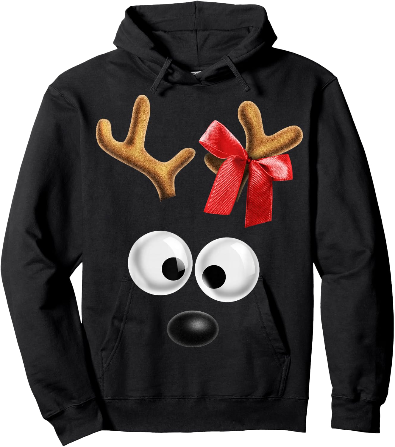 Matching Family Christmas Reindeer Face Shirt for Girls Hoodie - Hoodie | Black