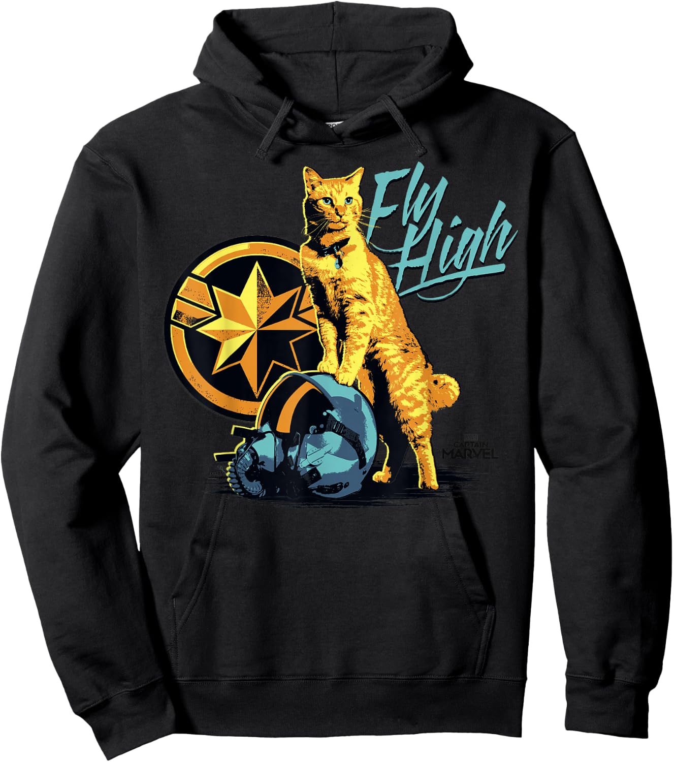 Captain Marvel Symbol Goose Fly High Graphic Hoodie - Hoodie | Black