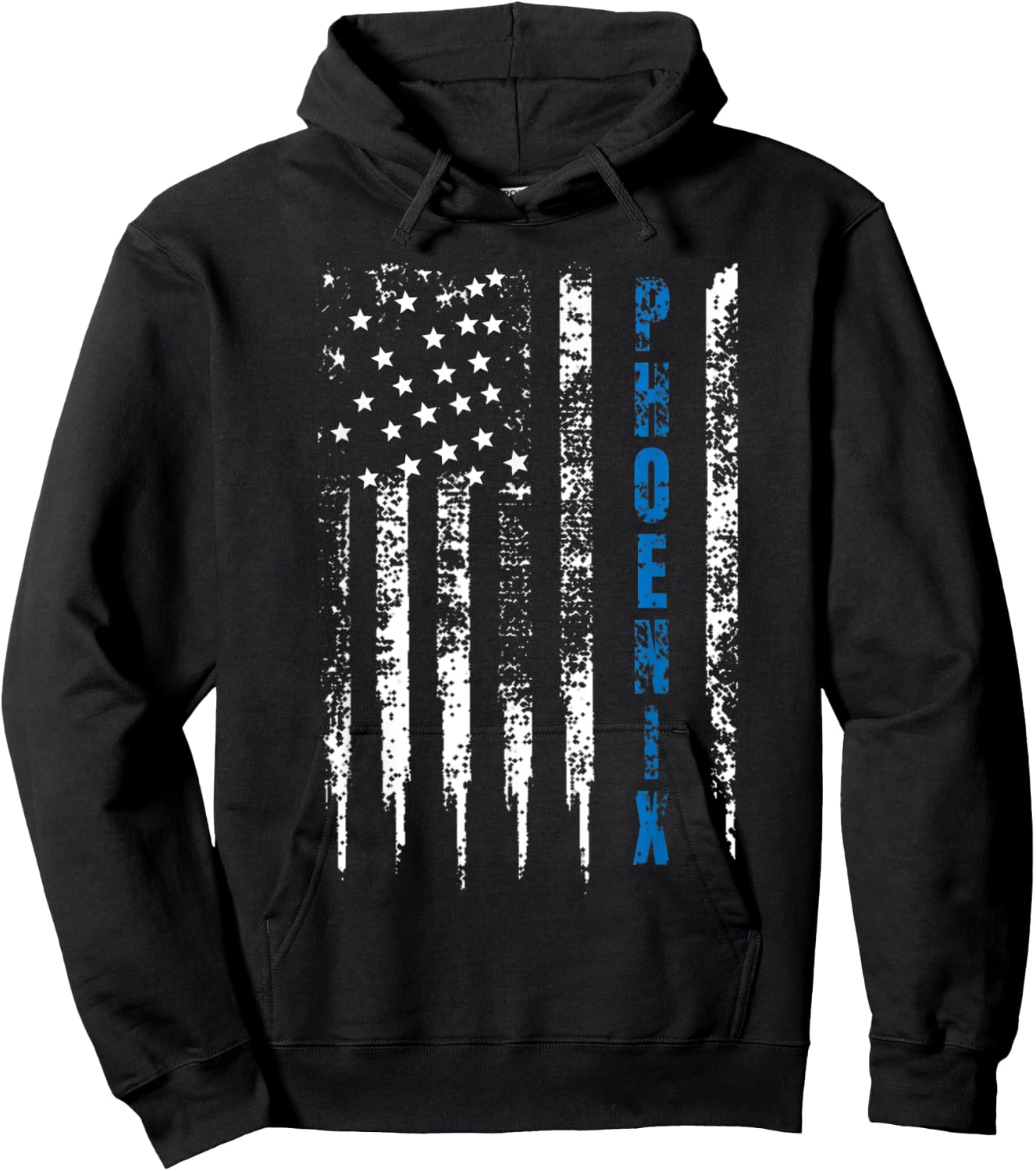 Blue Line Phoenix Design Distressed National Police Week Hoodie - Hoodie | Black