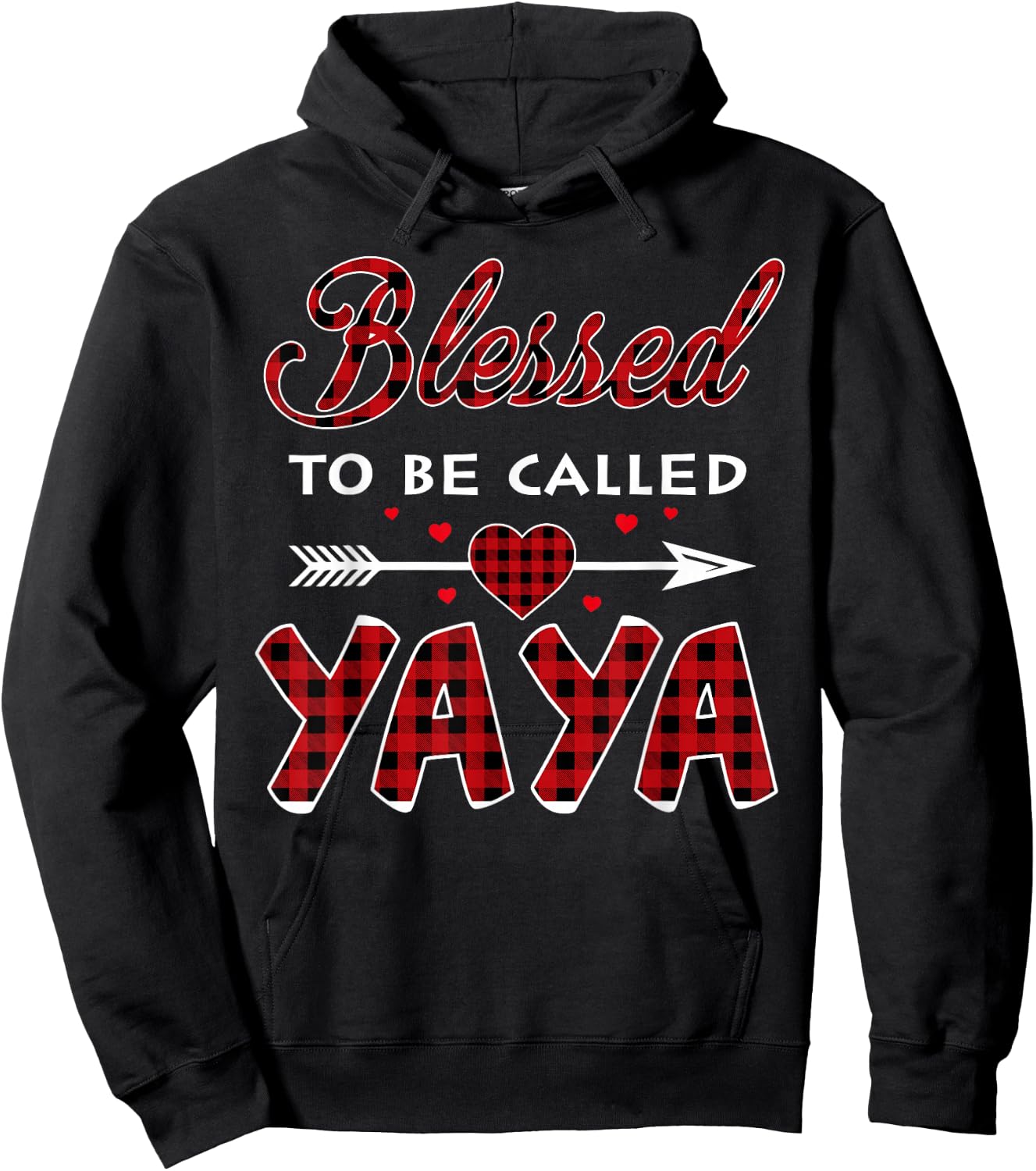 Blessed To Be Called Yaya -Buffalo Plaid Grandma Christmas Hoodie - Hoodie | Black