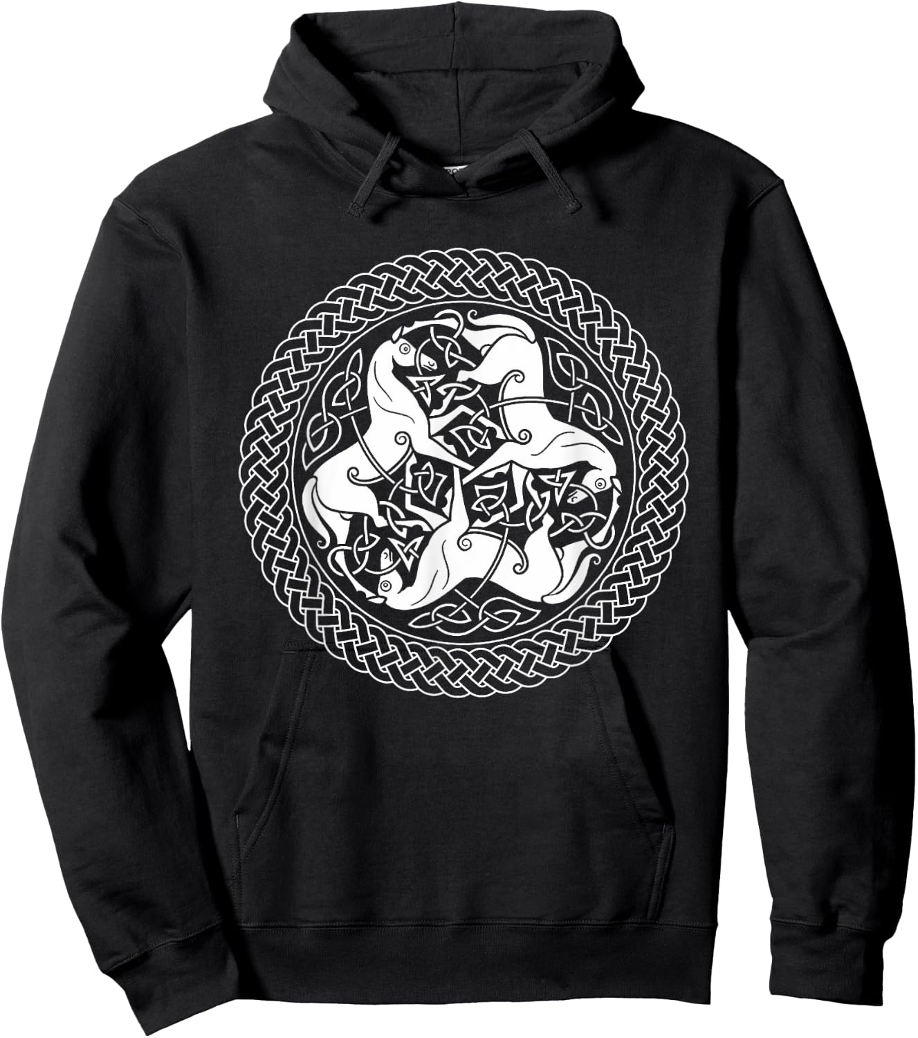 Celtic Epona Knot Ring with Horses Hoodie - Hoodie | Black