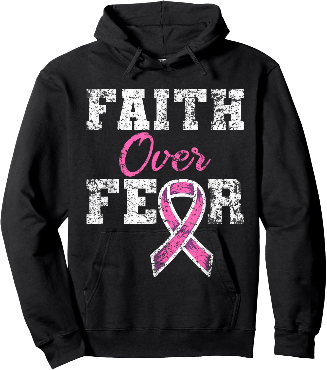 Faith Over Fear Breast Cancer Awareness Hoodie - Hoodie | Black