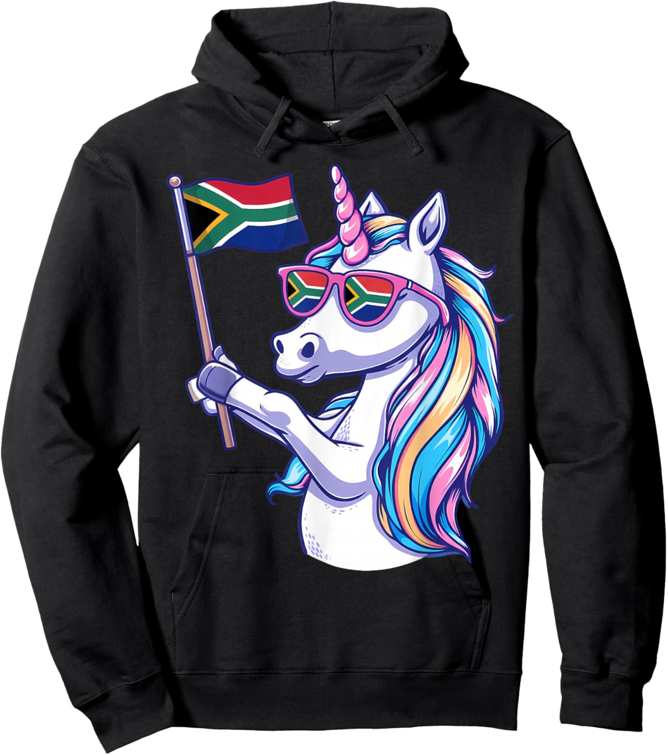 South Africa Roots Unicorn South African Flag Hoodie - Hoodie | Black