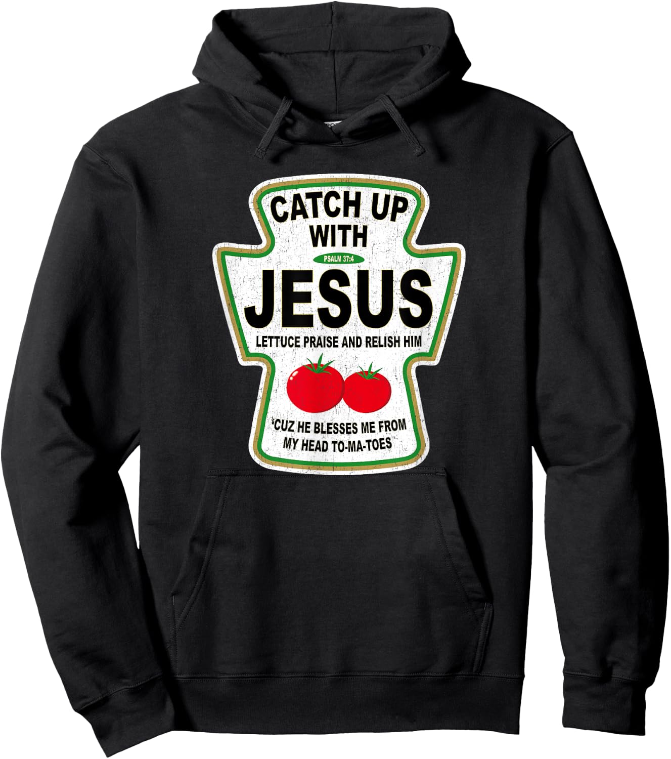 Grunge Christian Catch Up With Jesus Ketchup Hoodie - Hoodie | Black