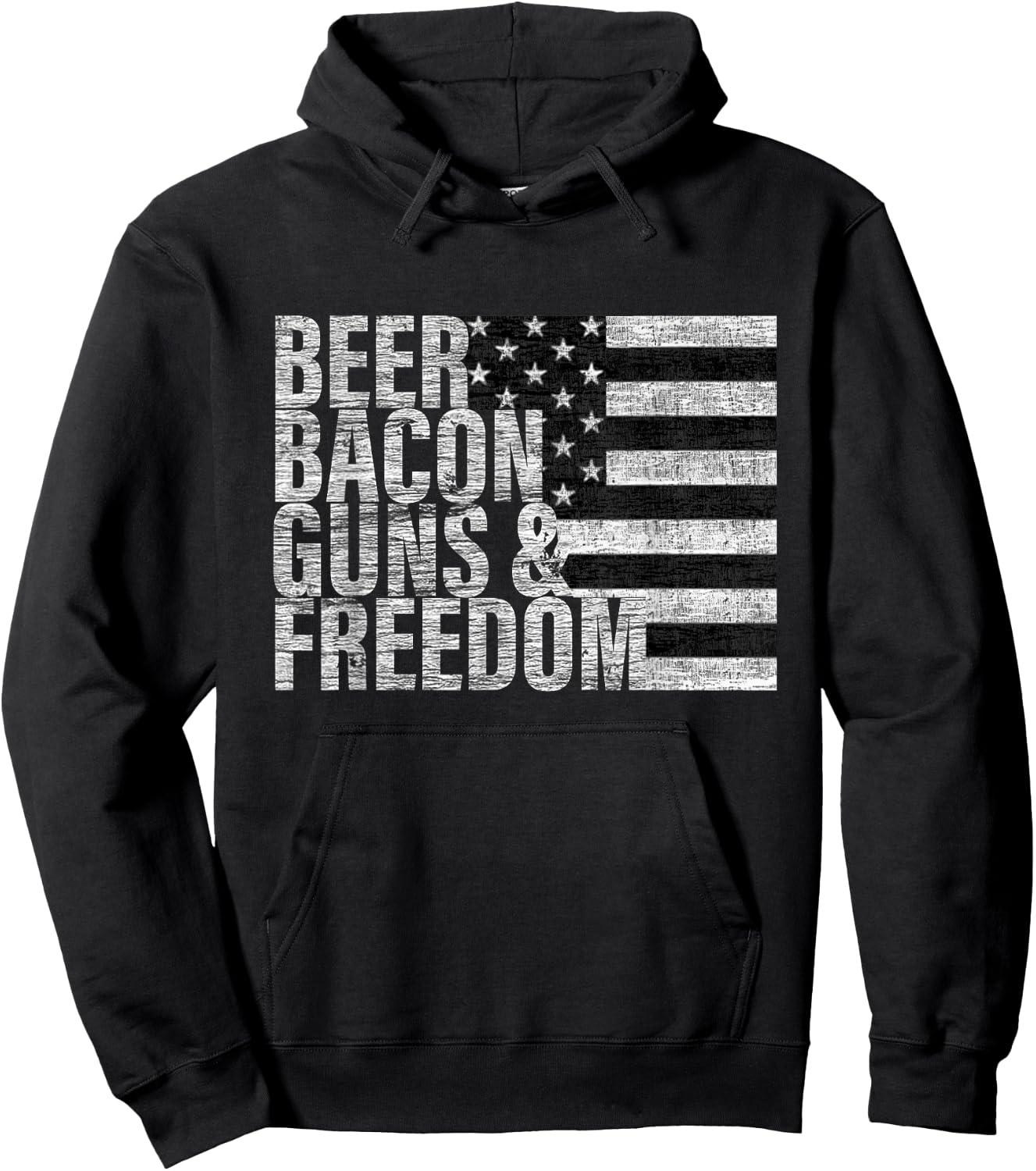 Beer Bacon Guns & Freedom Flag Hoodie - Hoodie | Black