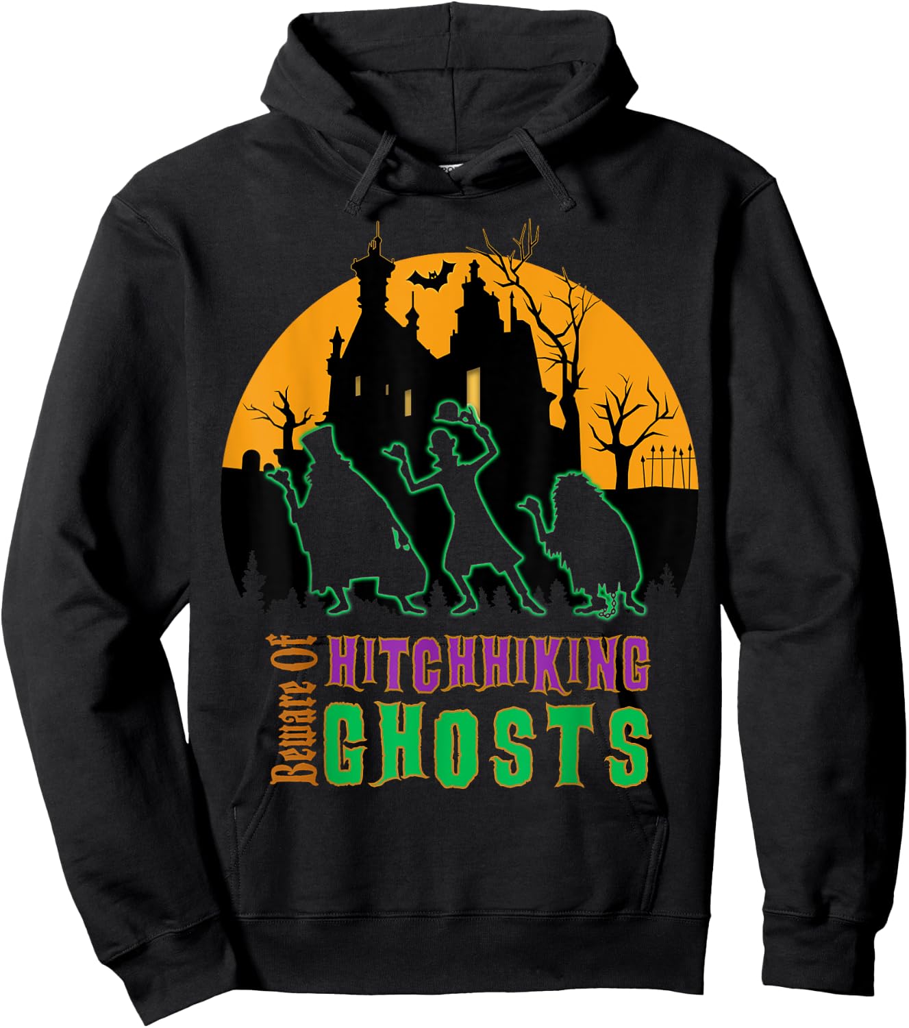 Beware of Hitchhiking Ghosts Halloween Hoodie - Hoodie | Black