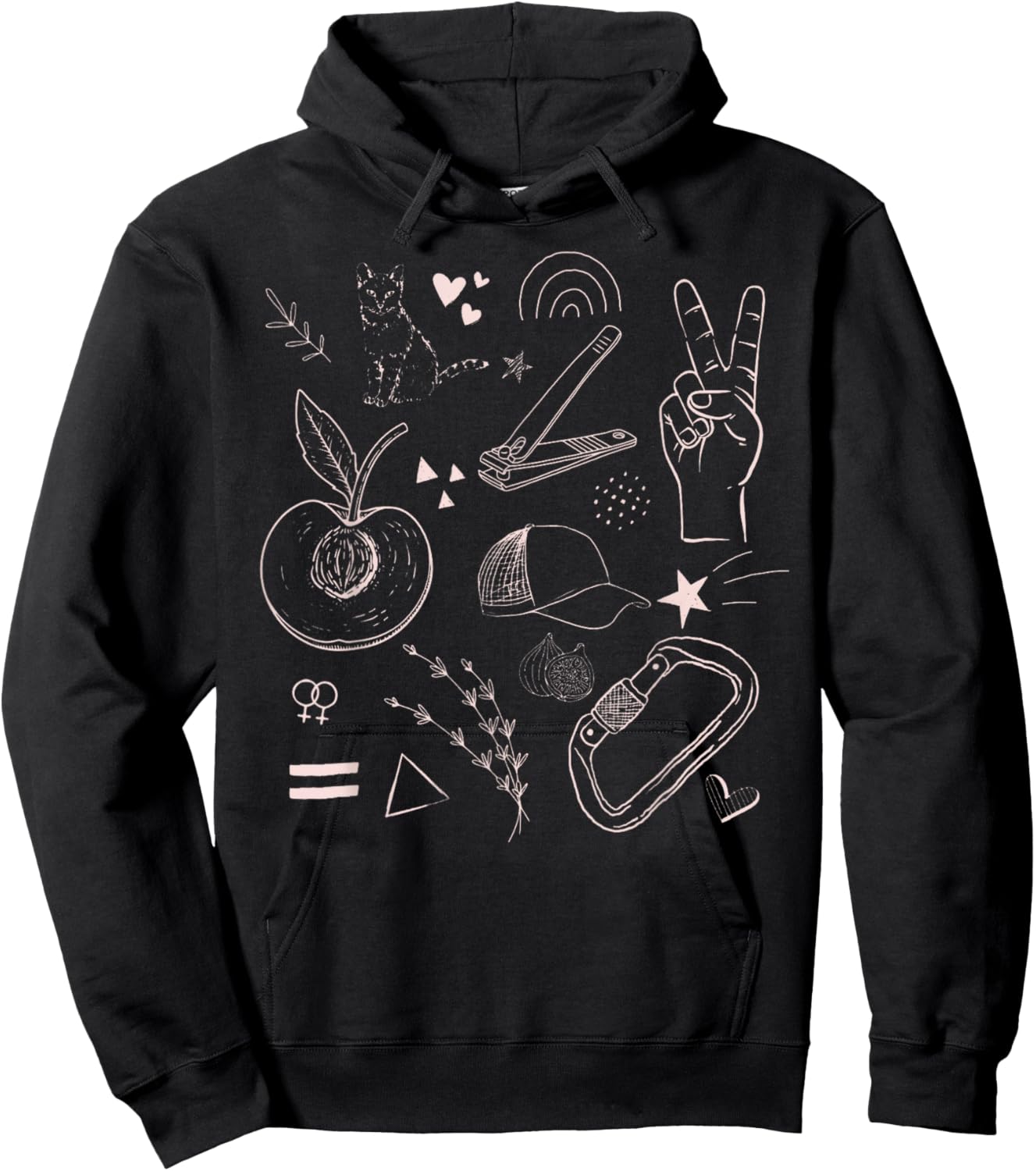 Subtle Lesbian Symbols LGBT Pride Month Vintage Men Women Hoodie - Hoodie | Black