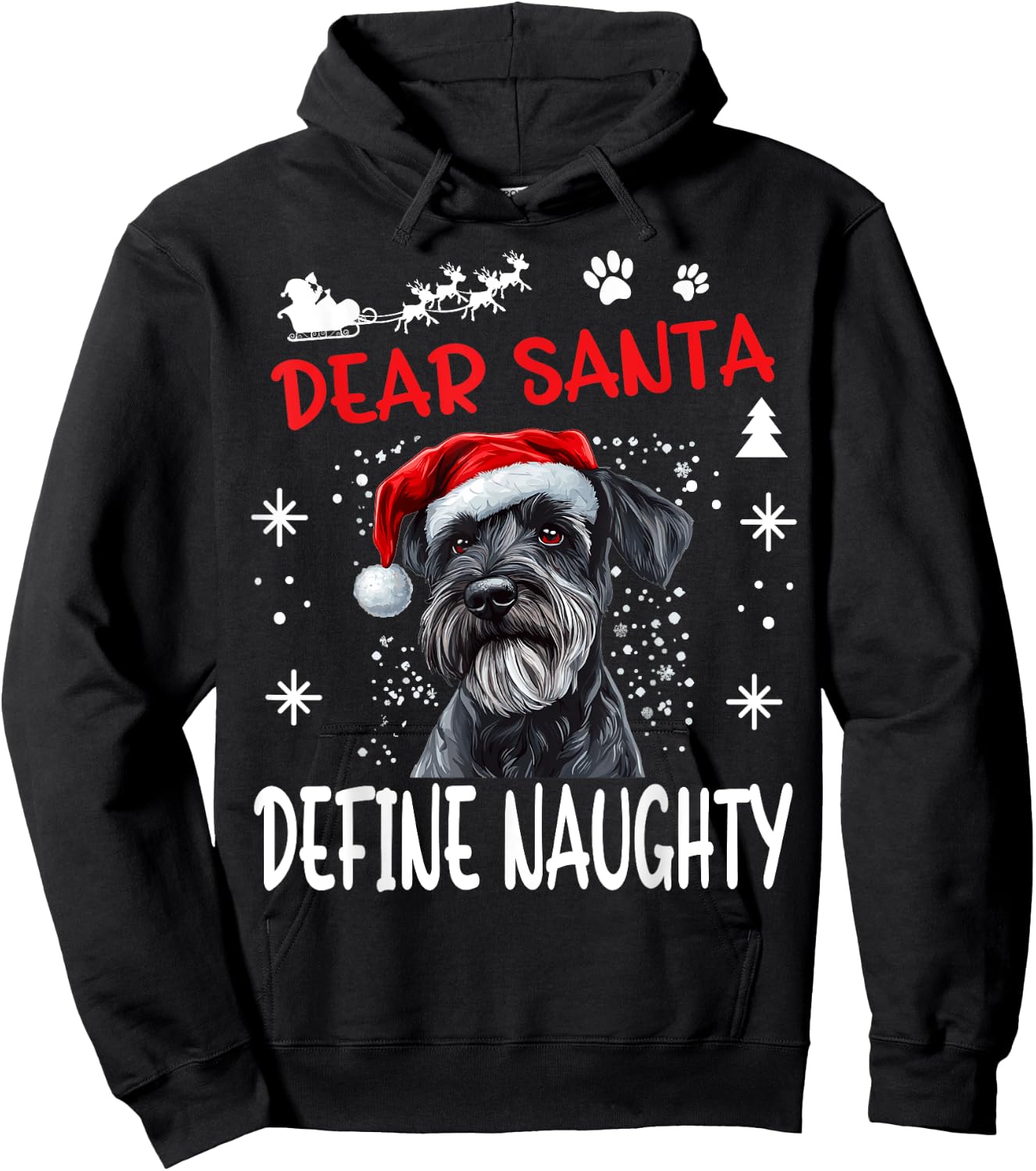Cute Standard Schnauzer Dog Christmas Dear Santa Define Hoodie - Hoodie | Black