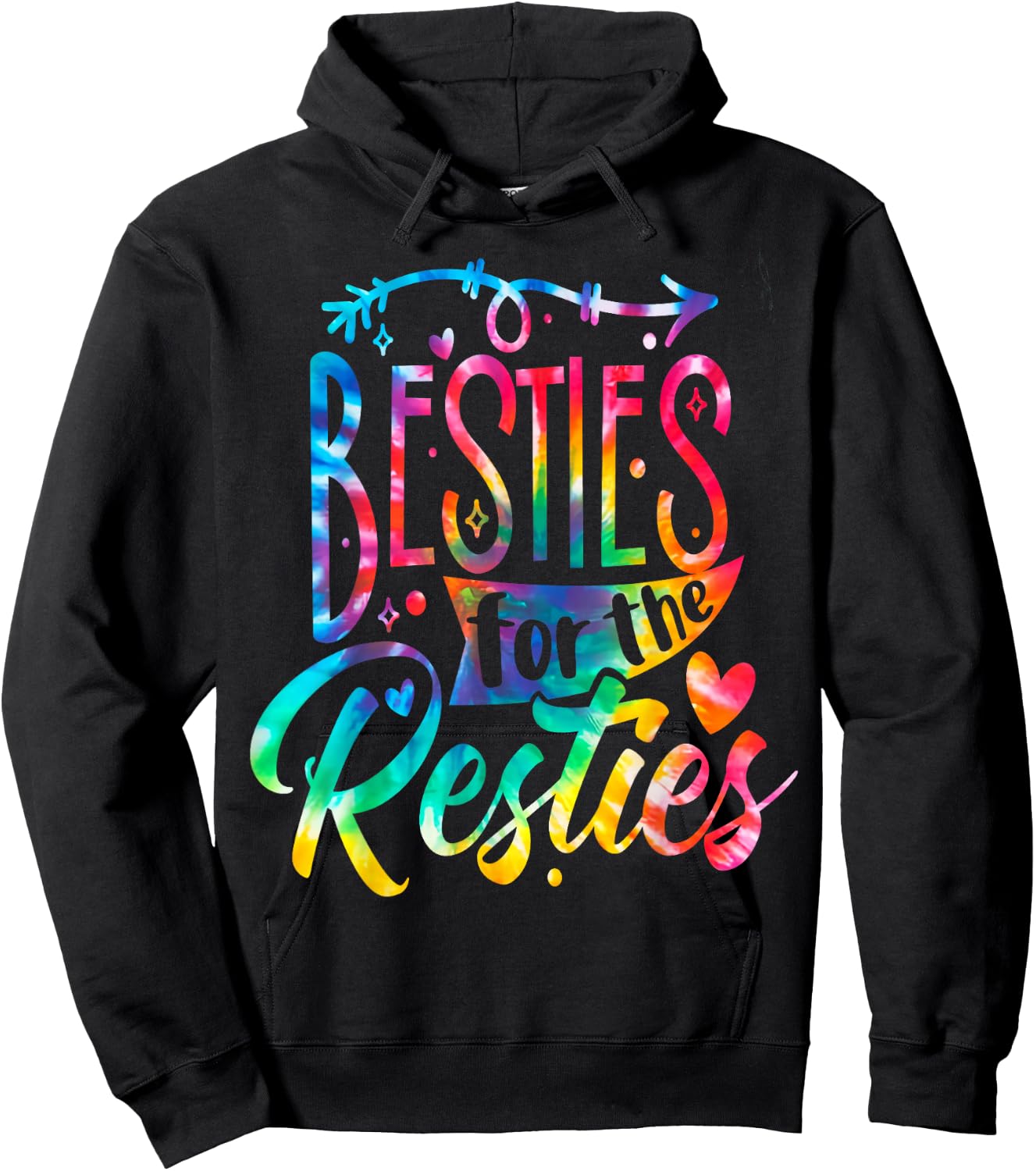 Besties For Restie BFF Best Friends Matching Couple Tie Dye Hoodie - Hoodie | Black