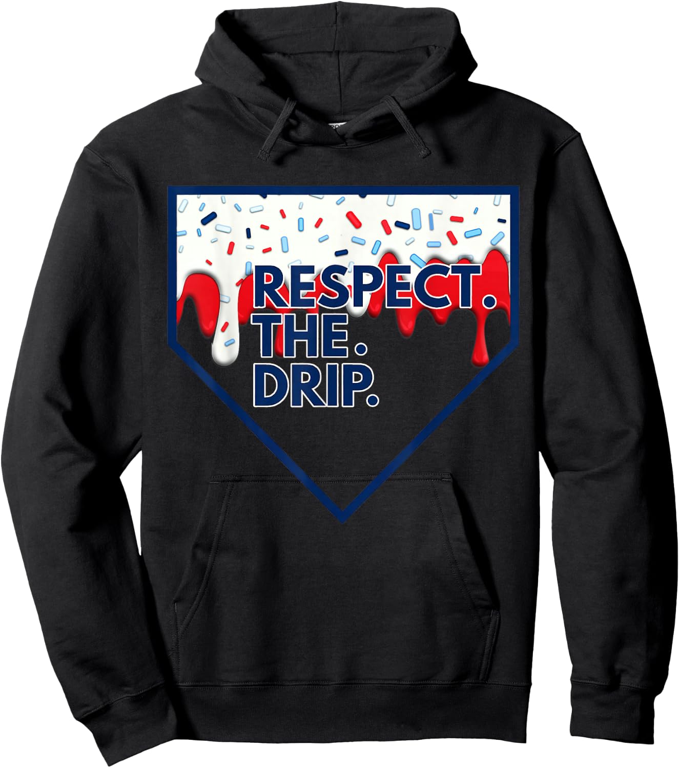 Baseball Home Plate Drip for Boys Ice Cream Spinkle Hoodie - Hoodie | Black