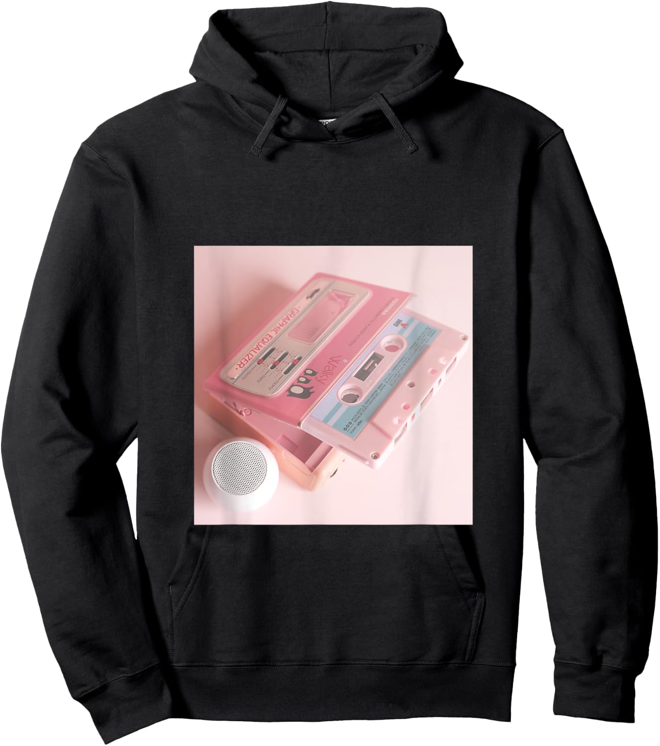 90s Pink Aesthetic retro mixtape pastel cute cassette tape Hoodie - Hoodie | Black