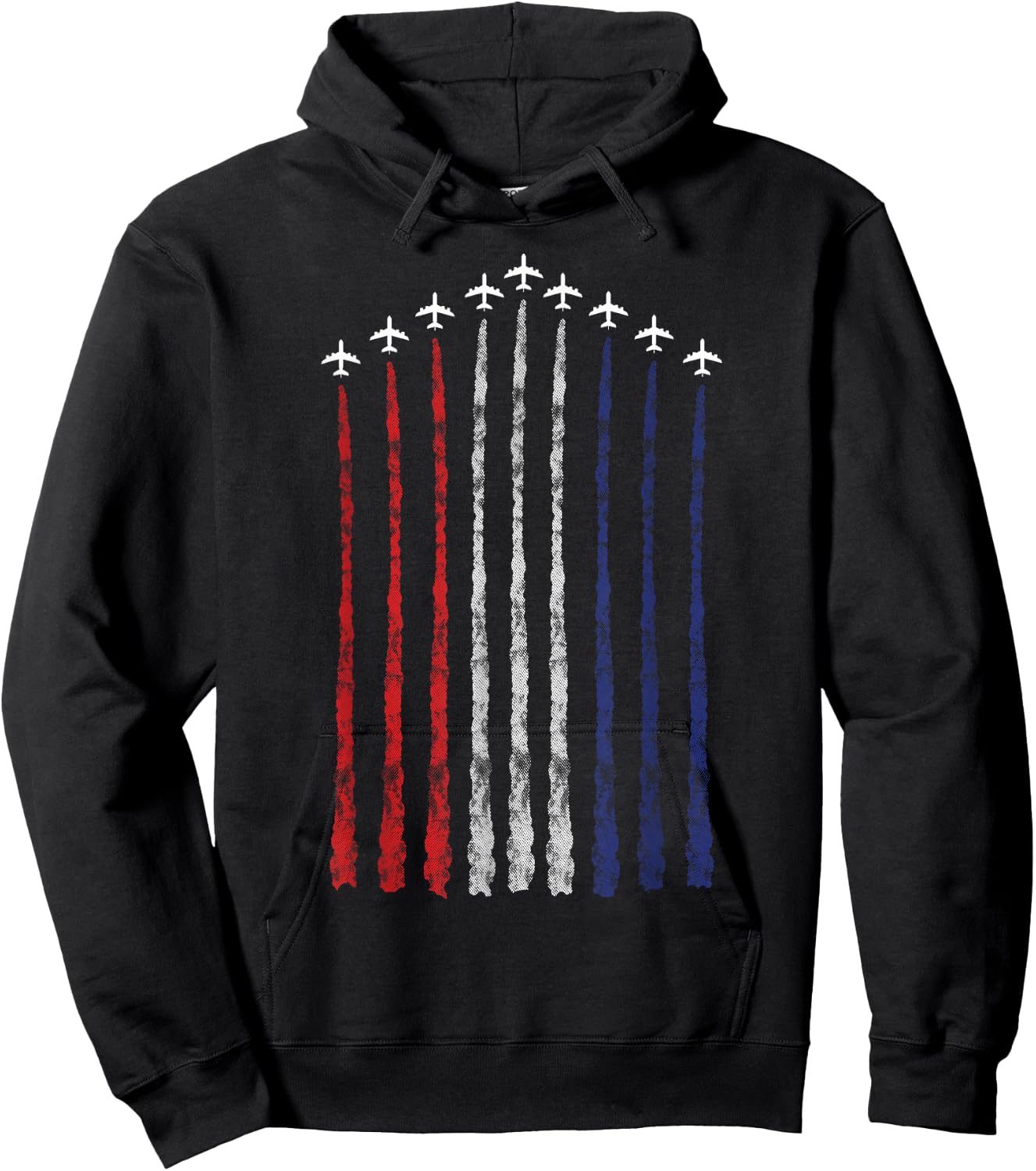 American Flag USA Fighter Jet Con Trail Small Hoodie - Hoodie | Black