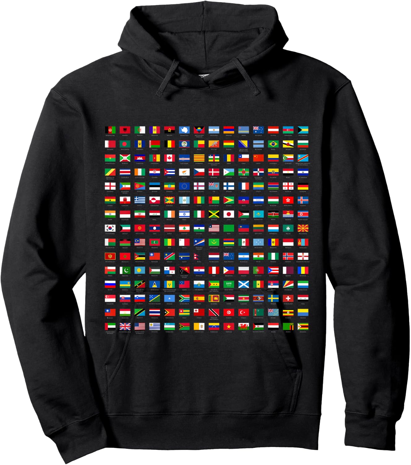 World Flags,Short Sleeve Cool Travel 210 Flag International Hoodie - Hoodie | Black