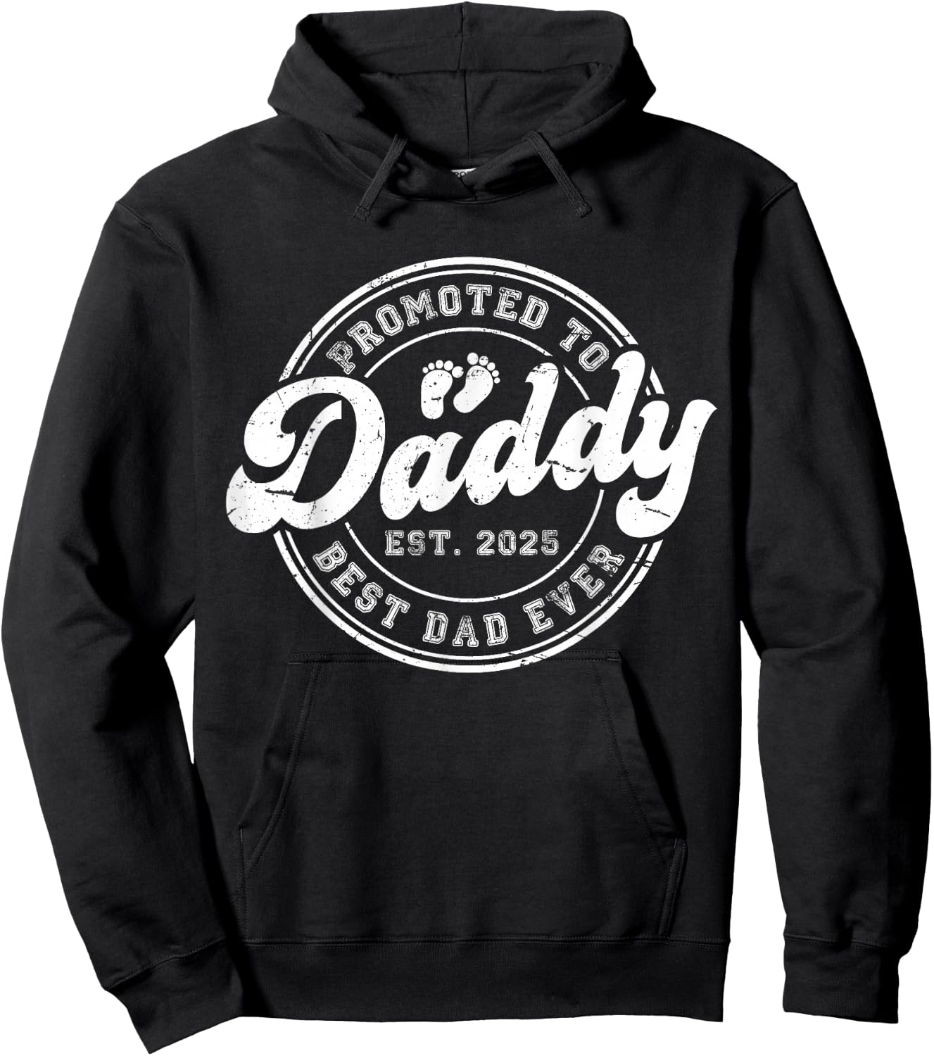 Promoted to Daddy Est 2025 Vintage Papa Hoodie - Hoodie | Black
