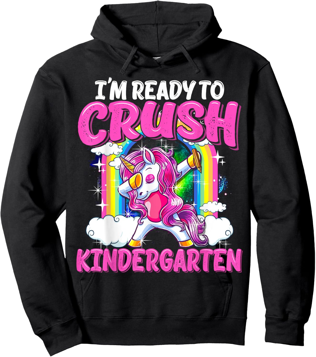 Kindergarten Dabbing Unicorn Back To School Girls Gift Hoodie - Hoodie | Black
