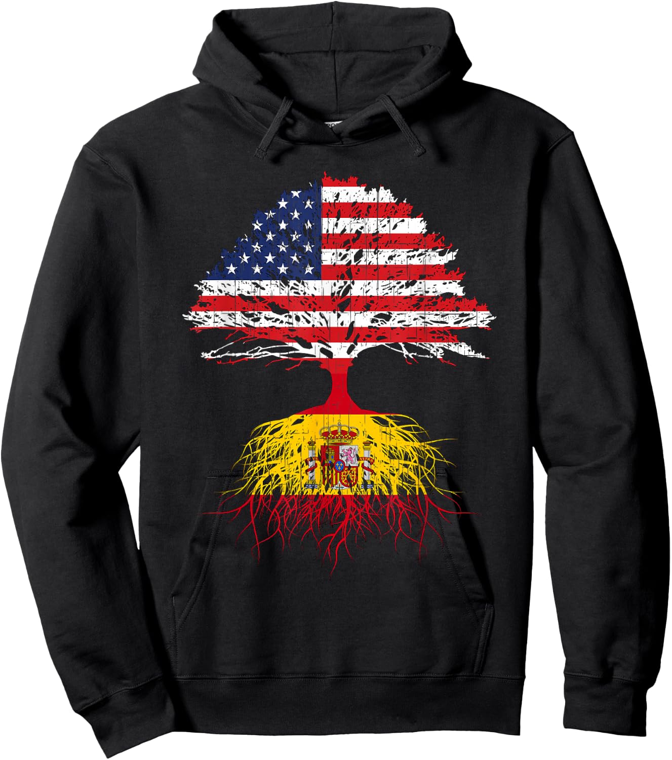 Spanish Roots American Grown Spain Shirt Women Kids Hoodie - Hoodie | Black