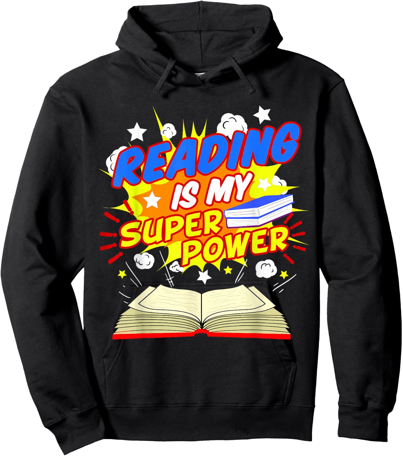Reading Is My Superpower Comic Book Hoodie - Hoodie | Black