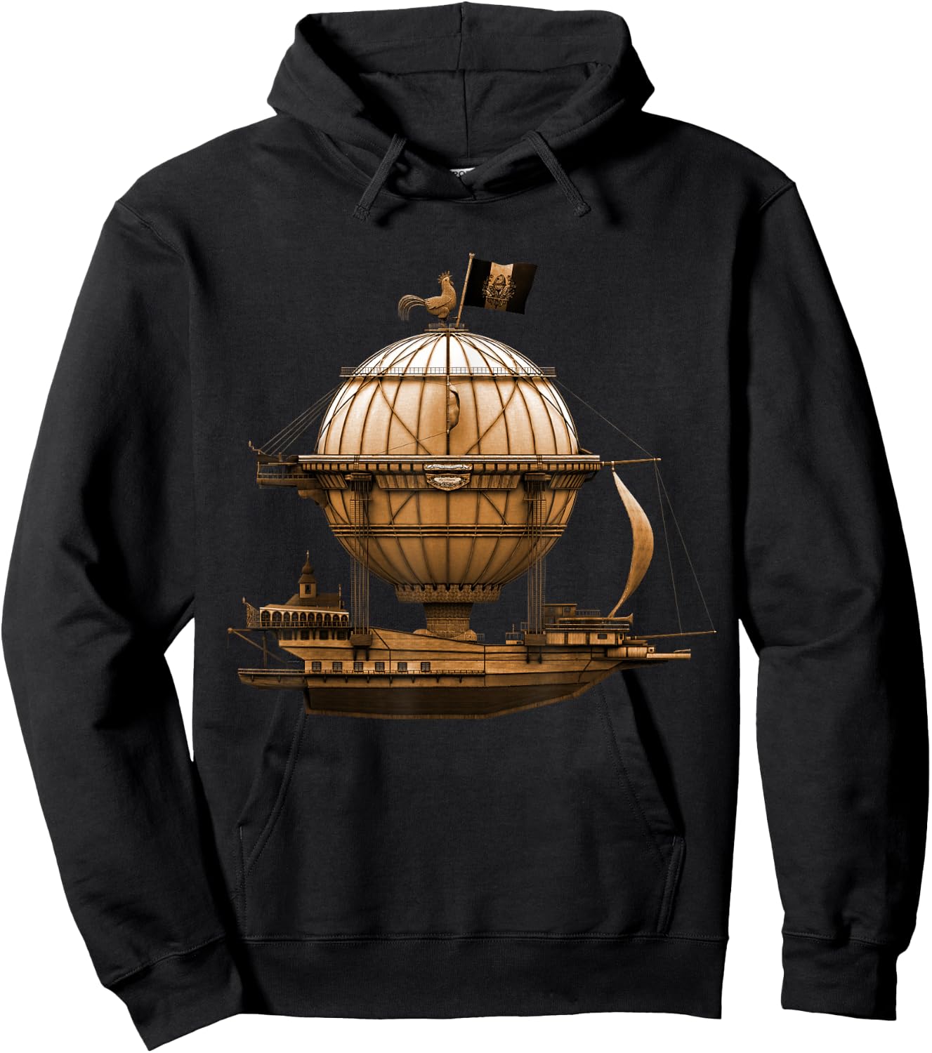 Steampunk Vintage Hot Air Balloon Airship Retro Steampunk Hoodie - Hoodie | Black