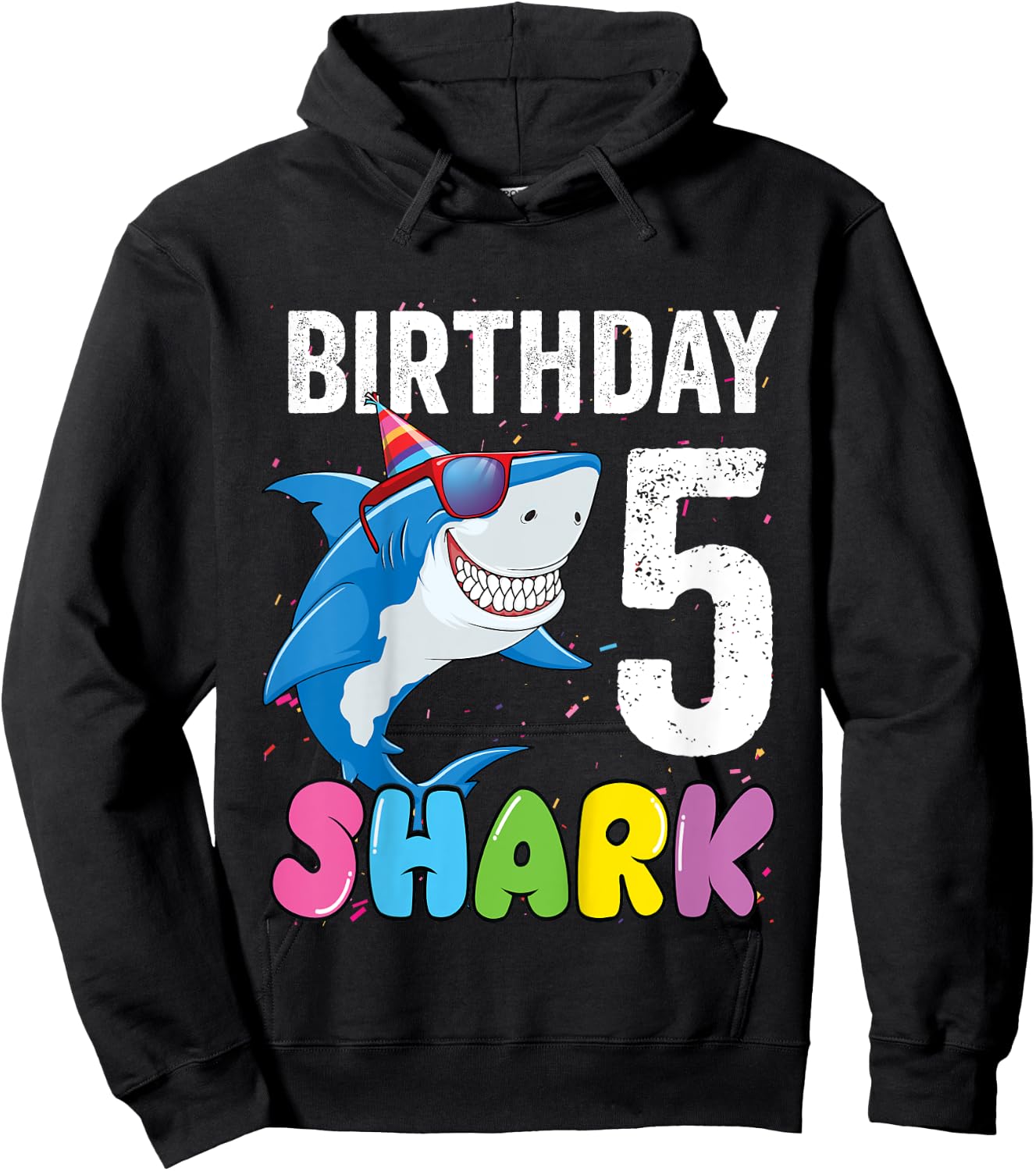 5th Birthday Shark Shirt JawSome Fifth Year Old Kids Hoodie - Hoodie | Black