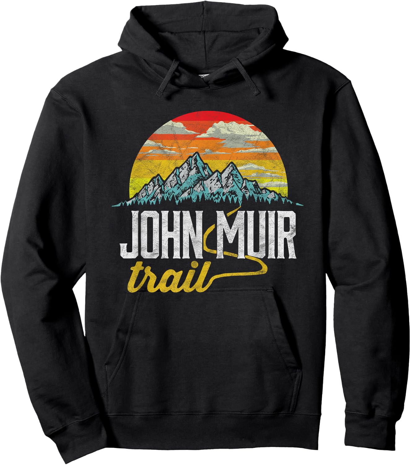 John Muir Trail - Vintage Distressed Shirt Hoodie - Hoodie | Black