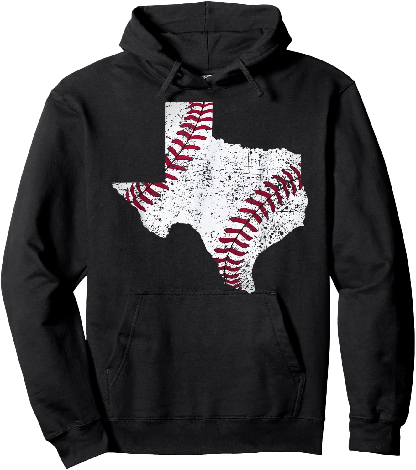 Texas Baseball State Distressed Graphic Hoodie - Hoodie | Black