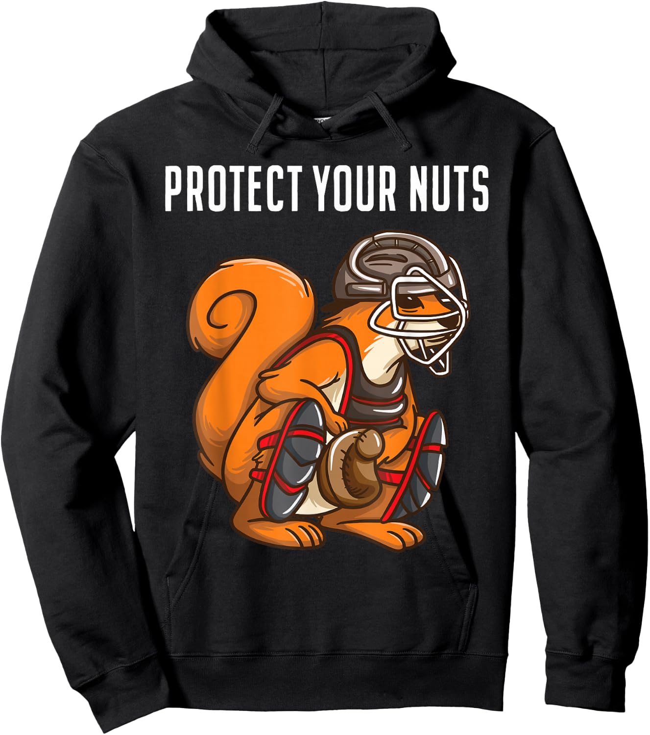 Funny Squirrel Lover Baseball Catcher Gift Boys Girls Animal Hoodie - Hoodie | Black