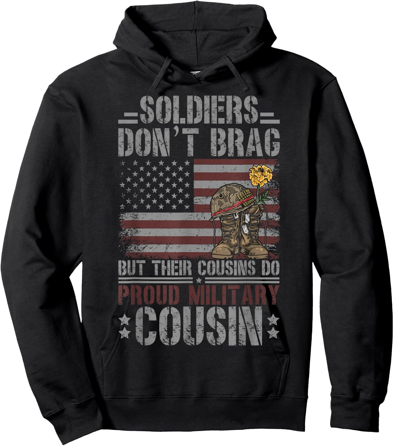 Proud Military Cousin Of A Soldier Cousin Hoodie - Hoodie | Black