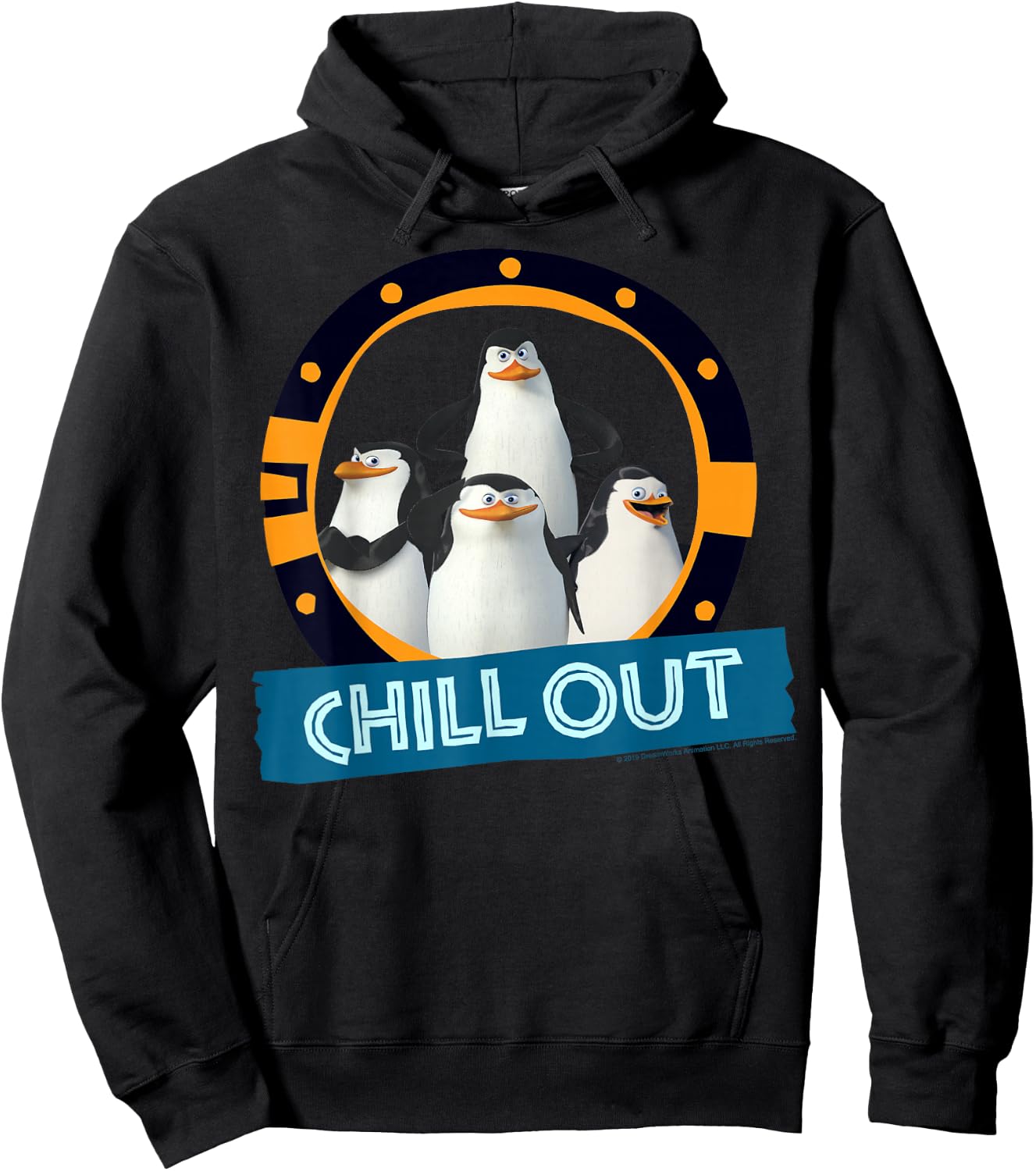 Madagascar Penguins Chill Out Text Poster Hoodie - Hoodie | Black