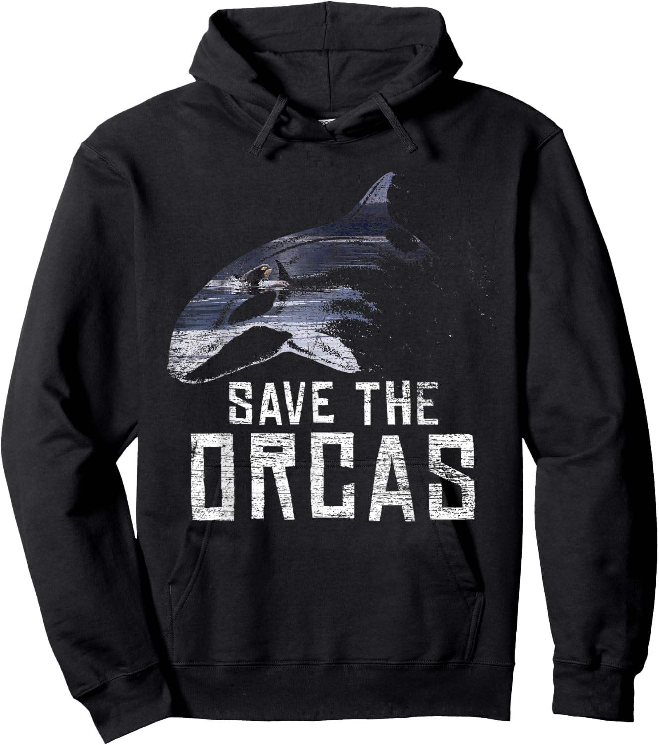 Vintage Earth Day Save The Orcas Hoodie - Hoodie | Black