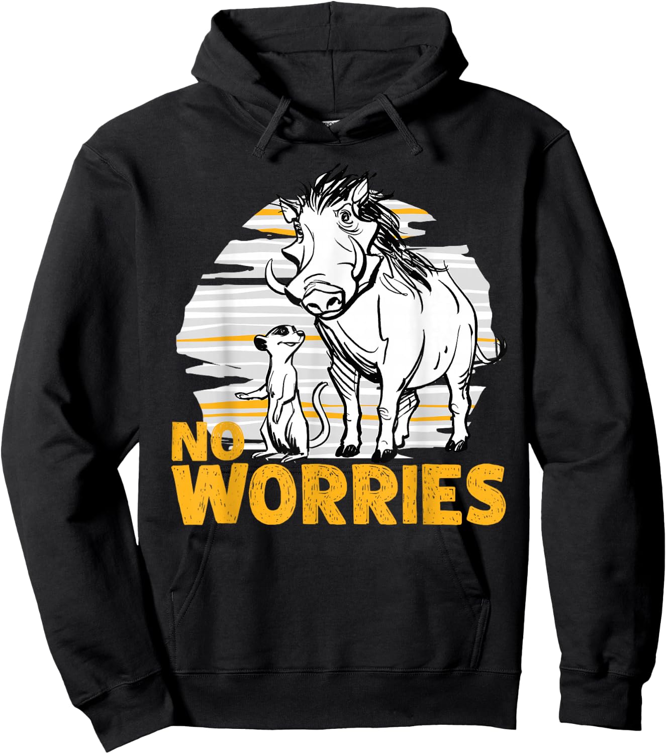 Disney The Lion King Live Action Timon Pumbaa No Worries Hoodie - Hoodie | Black