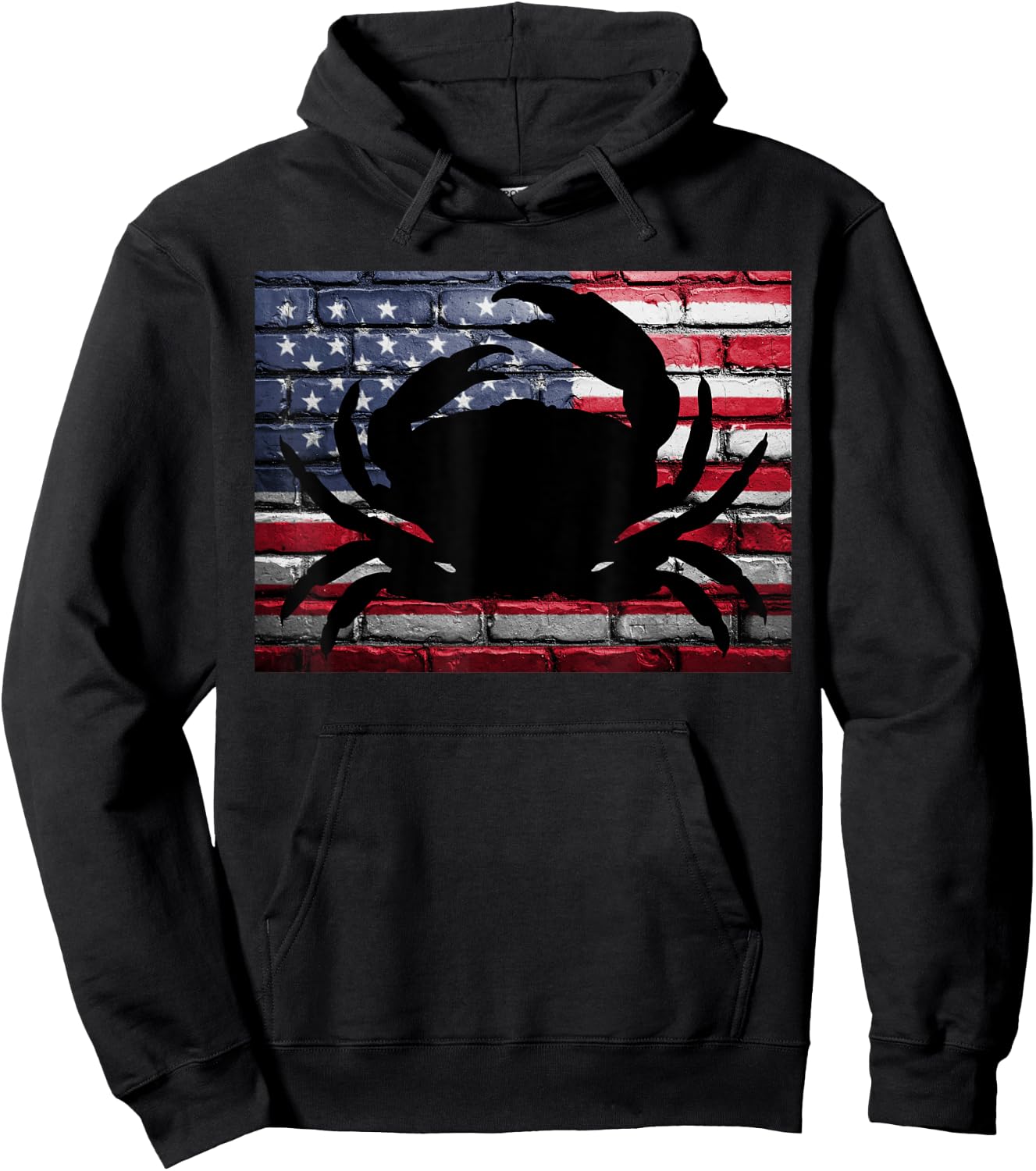 American Flag Crab Patriotic Crabbing Fishing Girls Kids Men Hoodie - Hoodie | Black