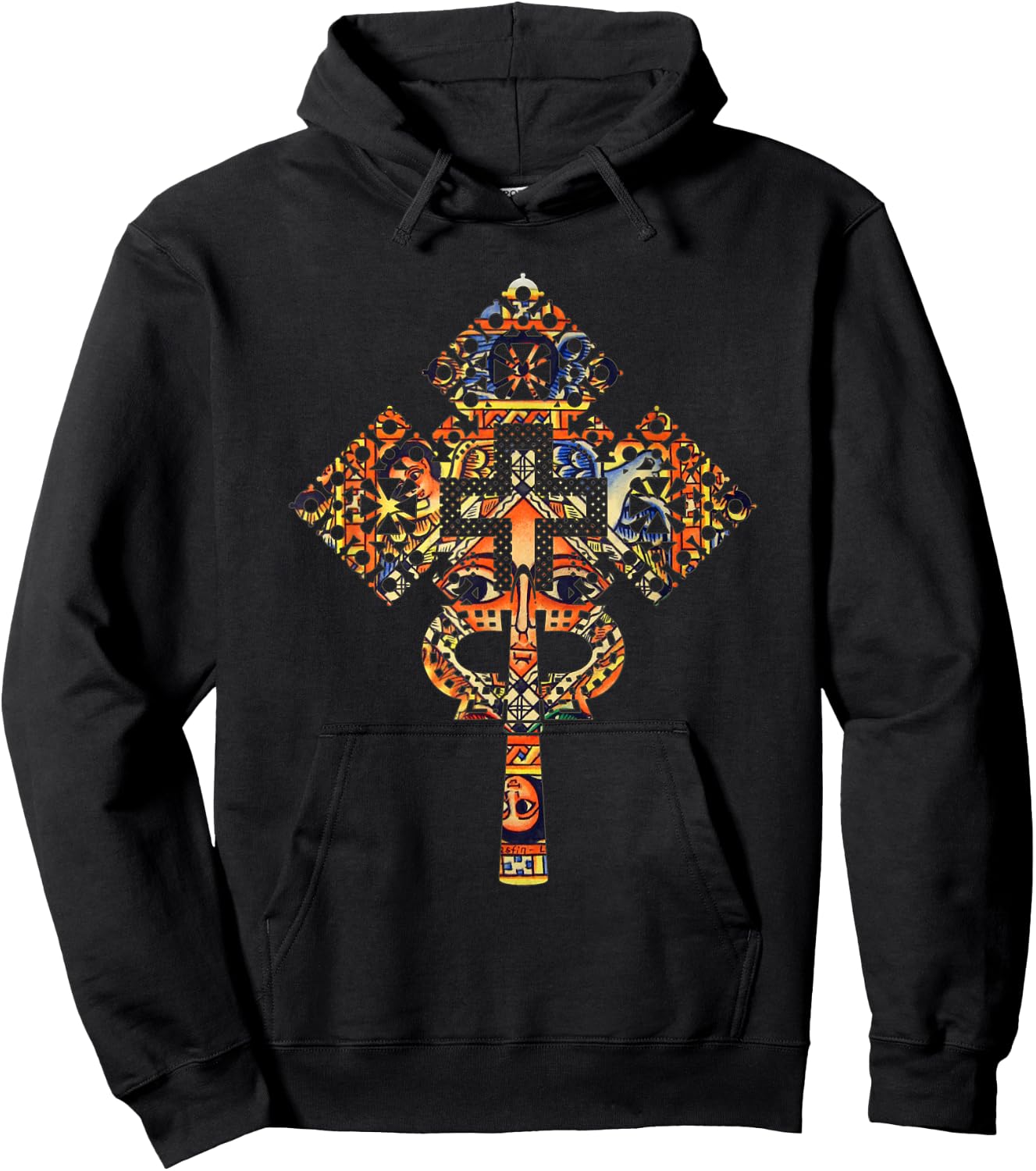 Ethiopian Christian art Christ in Glory Ethiopian Cross Hoodie - Hoodie | Black