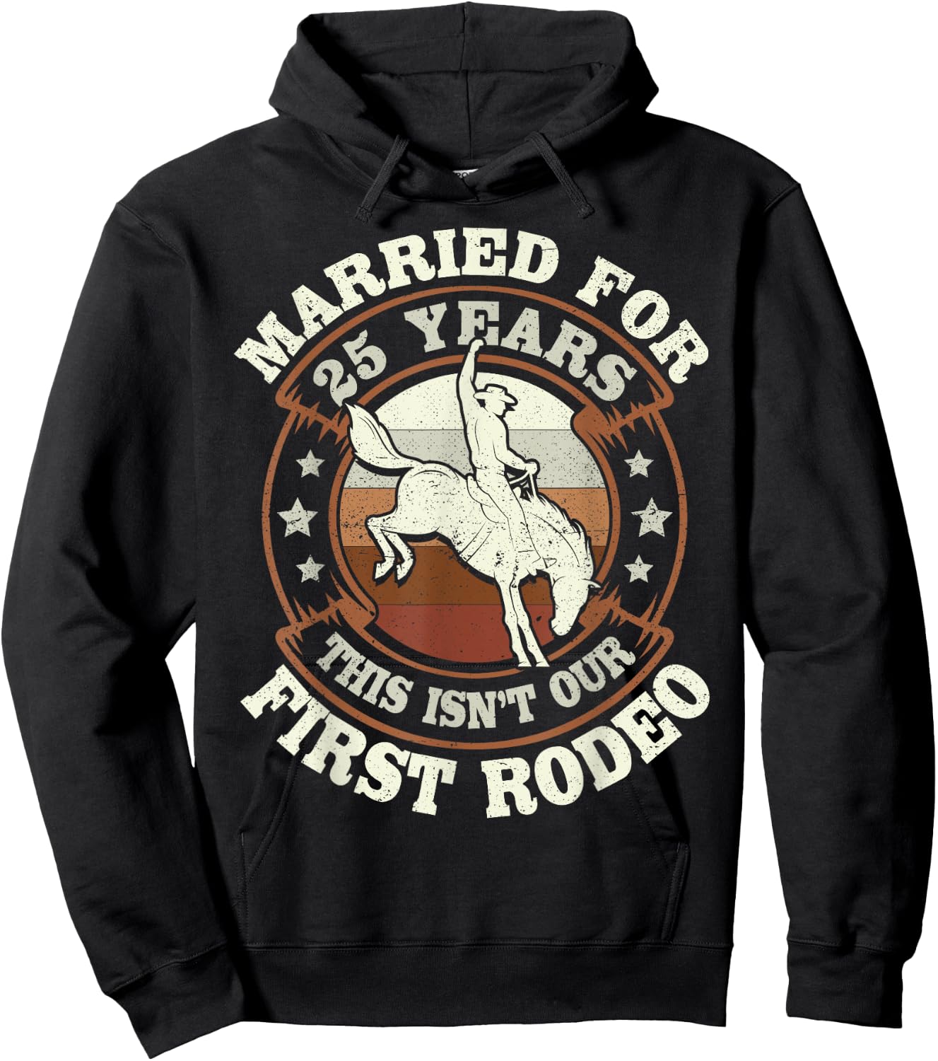 25 Years Married Cowboy 25th Wedding Anniversary Rodeo Hoodie - Hoodie | Black