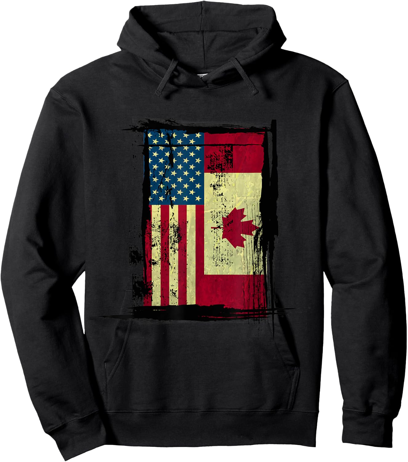 Canadian American Flag - Vintage Canada USA Women Kids Men Hoodie - Hoodie | Black