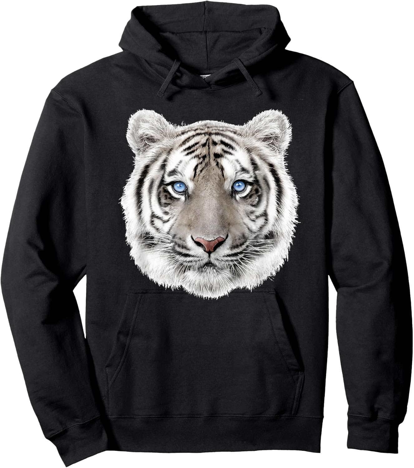 Bengal White Tiger Head Hoodie - Hoodie | Black