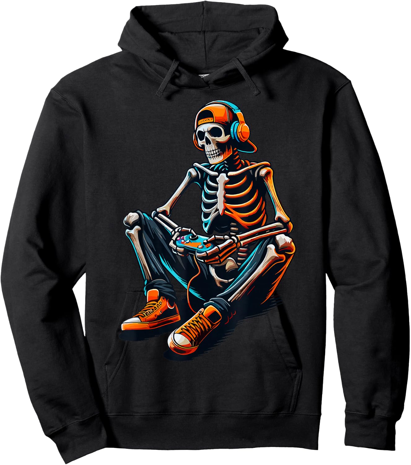 Halloween Skeleton Gamer Video Gaming Hoodie - Hoodie | Black