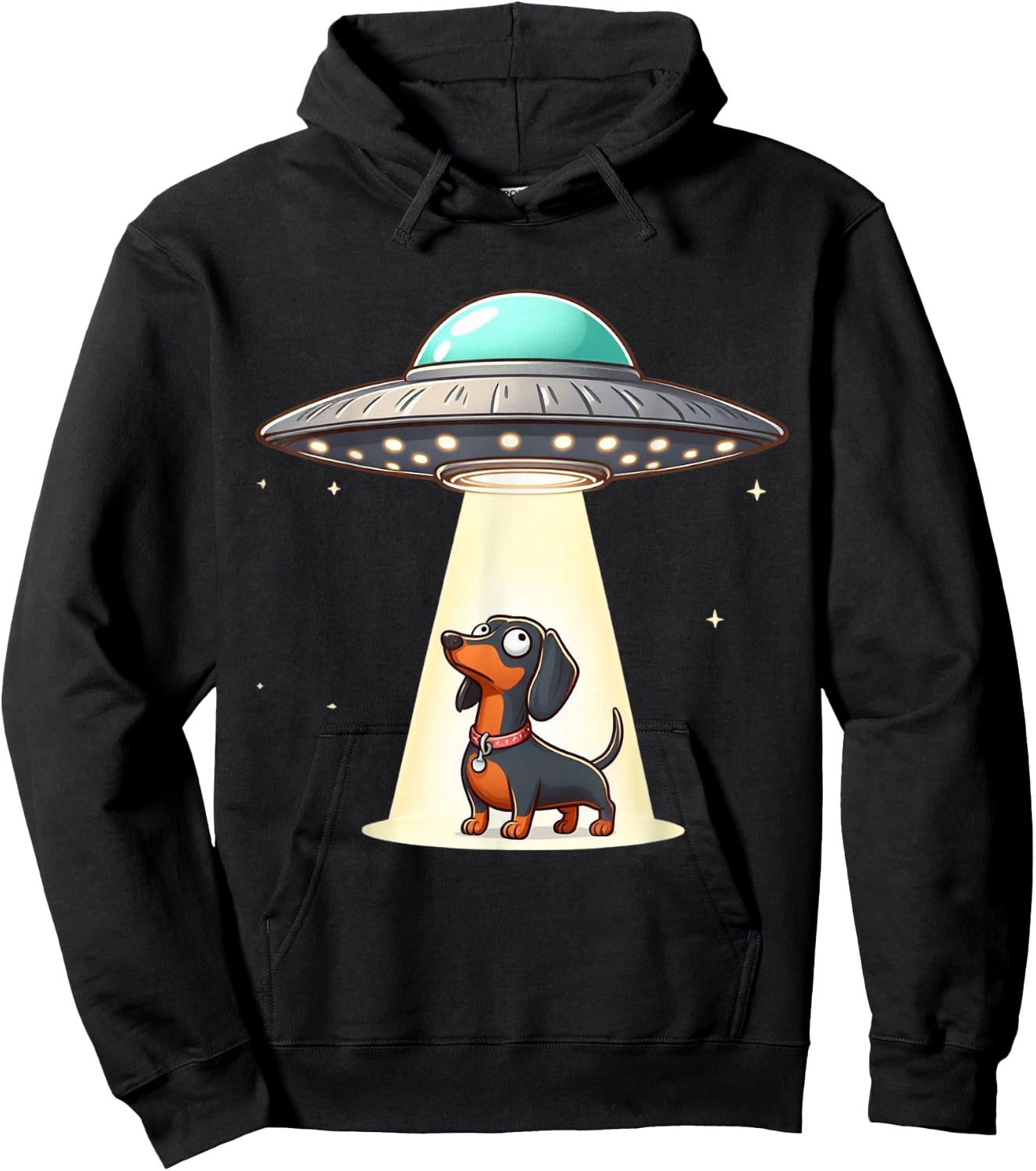 Dachshund Alien UFO Men Women Kids Boys Girls Teens Hoodie - Hoodie | Black