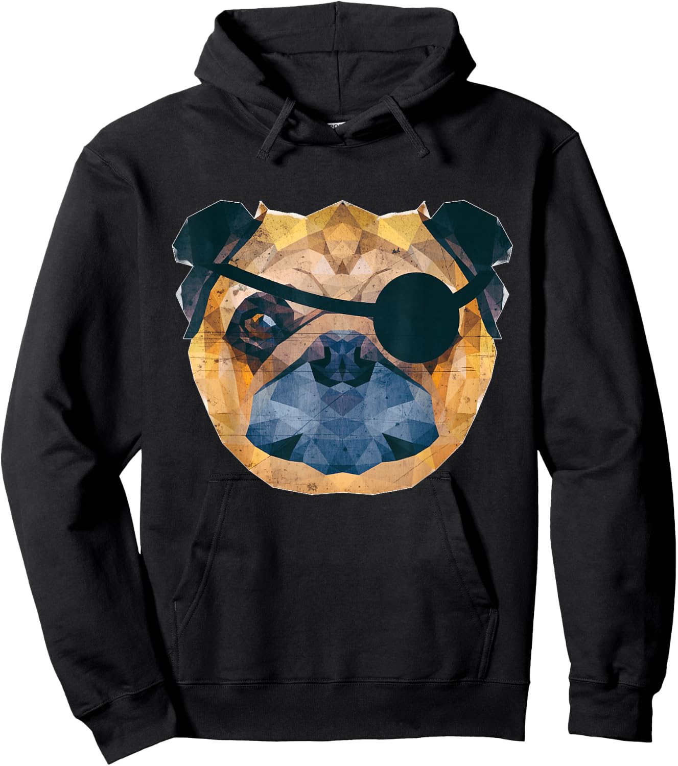Evil Pet Pug Pirate Dog w Eye Patch Hoodie - Hoodie | Black