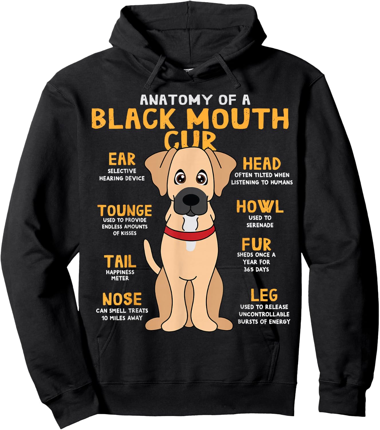 Black Mouth Cur Funny Anatomy Gift Black Mouth Cur Hoodie - Hoodie | Black