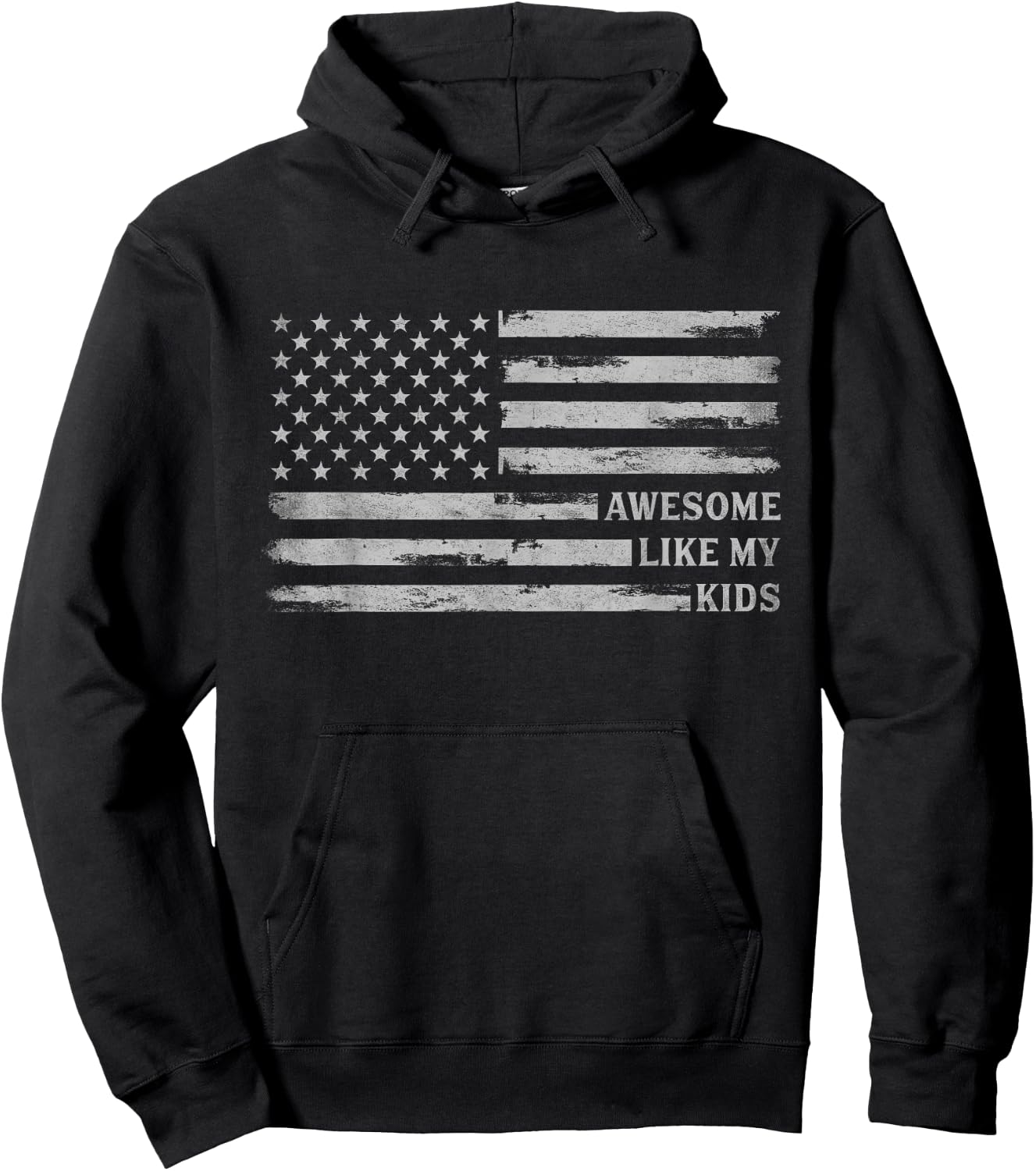 Awesome Like My Kids Grey USA Flag Father's Day Patriot Dad Hoodie - Hoodie | Black