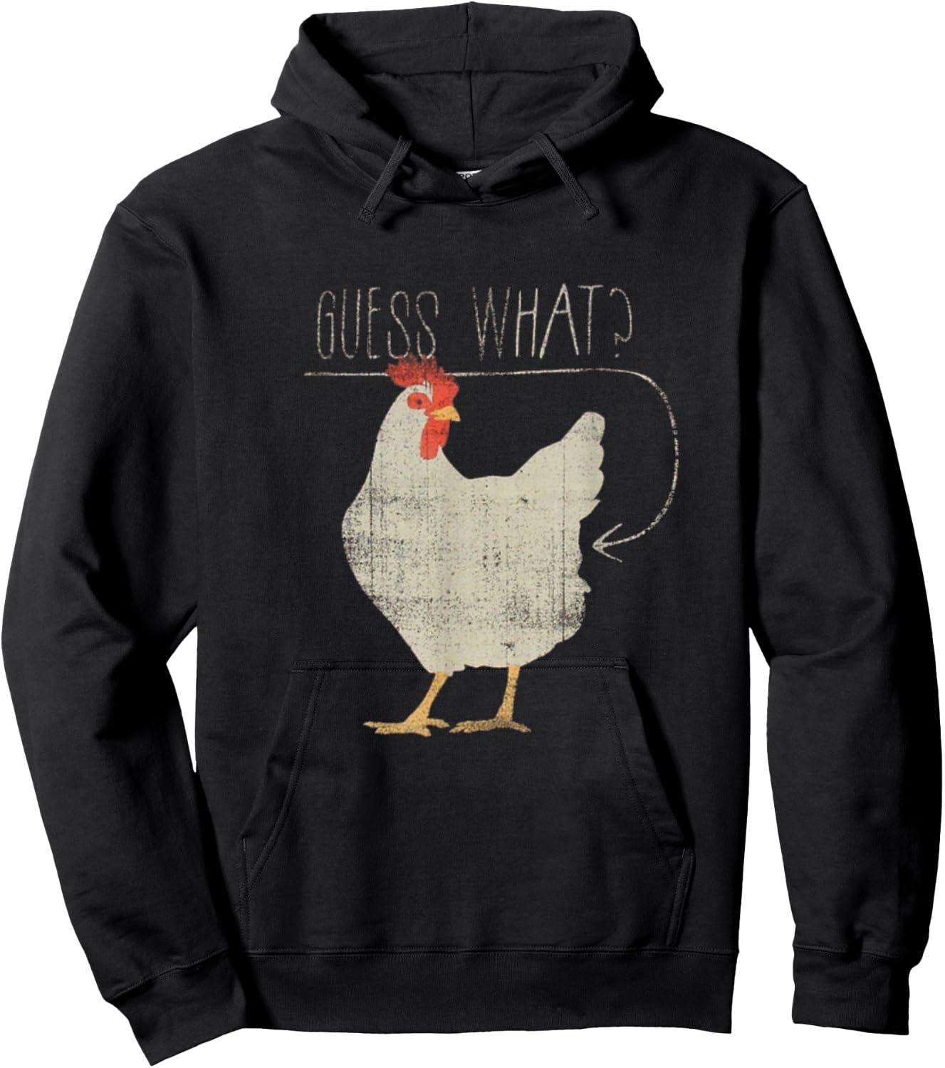 Guess What? Chicken Butt Graphic Hoodie - Hoodie | Black